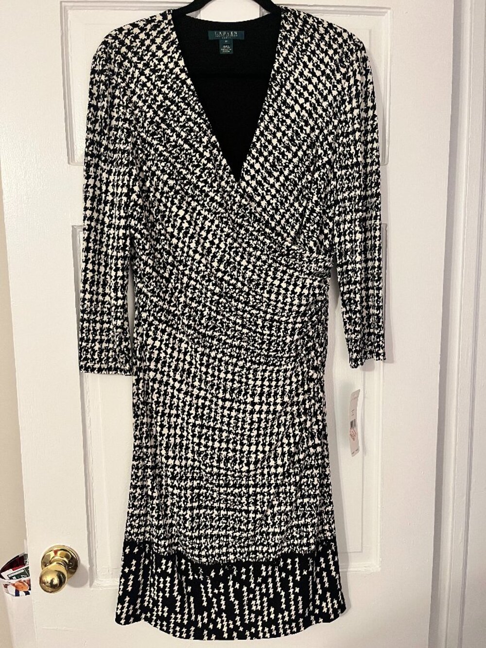 Ralph Lauren Black and Cream Feax Wrap Dress